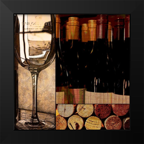 Wine with Dinner Black Modern Wood Framed Art Print by Wolk, Lisa