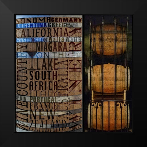 Wines Around the World Black Modern Wood Framed Art Print by Wolk, Lisa