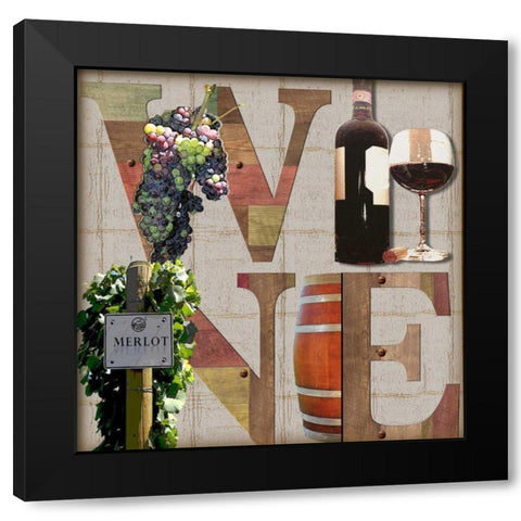 Merlot Wine Black Modern Wood Framed Art Print by Wolk, Lisa