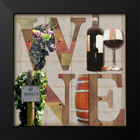 Merlot Wine Black Modern Wood Framed Art Print by Wolk, Lisa