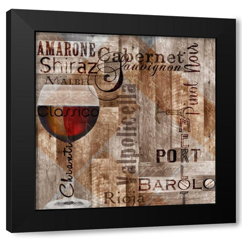 Classic Red Wines Black Modern Wood Framed Art Print with Double Matting by Wolk, Lisa