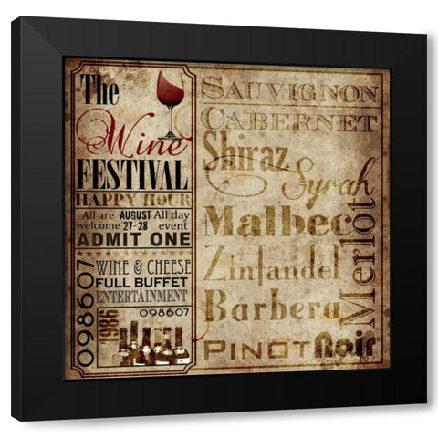 Wine Festival Black Modern Wood Framed Art Print with Double Matting by Wolk, Lisa