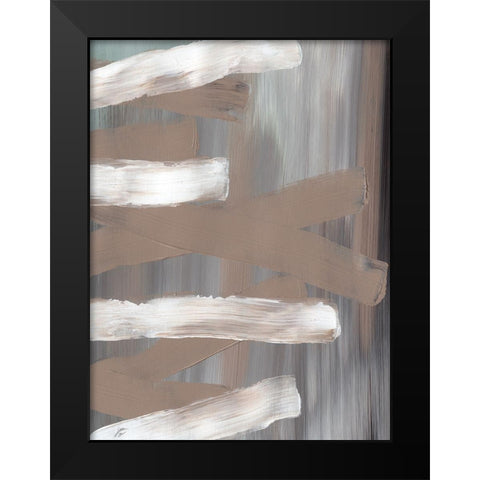 White and Tan Strokes Black Modern Wood Framed Art Print by Lee, Judson