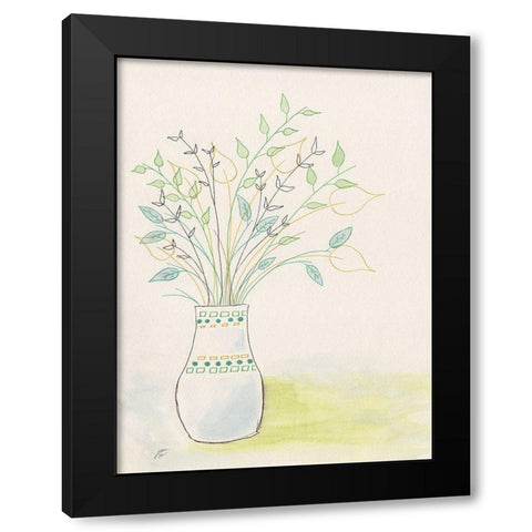 Floral Leaf Arrangement Black Modern Wood Framed Art Print by Lee, Judson