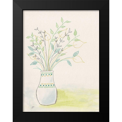 Floral Leaf Arrangement Black Modern Wood Framed Art Print by Lee, Judson