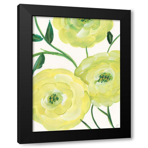 Yellow Emerald Florals Black Modern Wood Framed Art Print by Lee, Judson