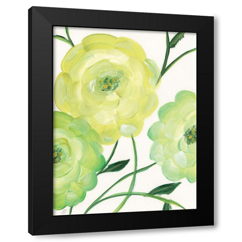 Yellow Emerald Florals II Black Modern Wood Framed Art Print by Lee, Judson