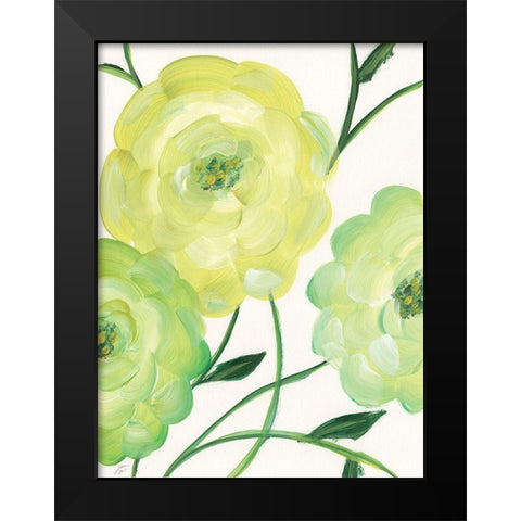 Yellow Emerald Florals II Black Modern Wood Framed Art Print by Lee, Judson