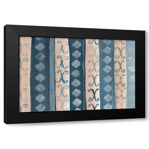 Tan and Indigo Stripe Black Modern Wood Framed Art Print with Double Matting by Lee, Judson