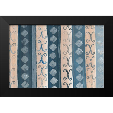 Tan and Indigo Stripe Black Modern Wood Framed Art Print by Lee, Judson