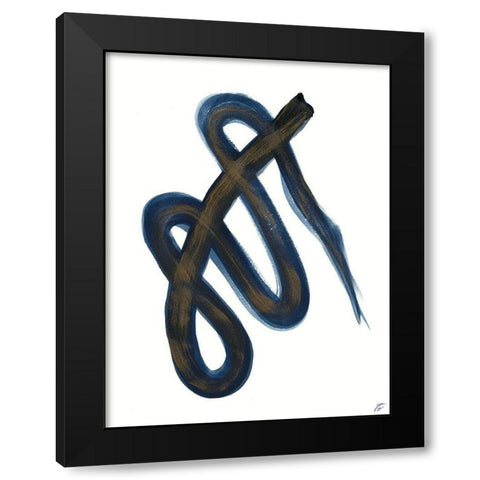 Blue Script I Black Modern Wood Framed Art Print with Double Matting by Lee, Judson