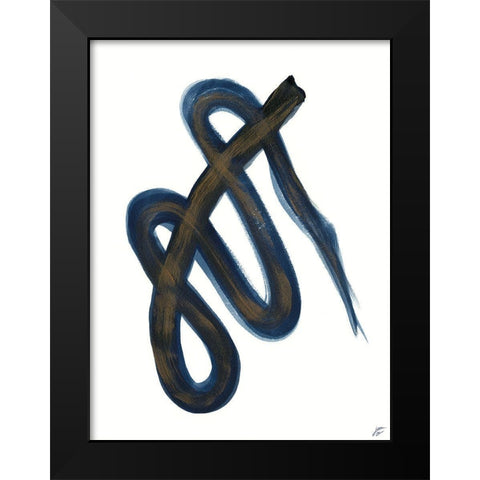 Blue Script I Black Modern Wood Framed Art Print by Lee, Judson