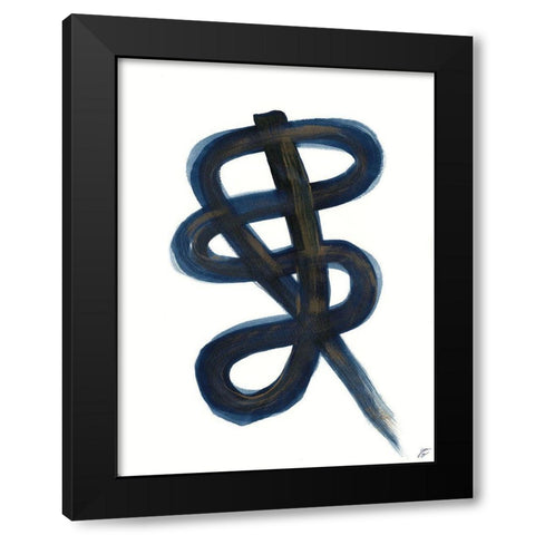 Blue Script III Black Modern Wood Framed Art Print with Double Matting by Lee, Judson