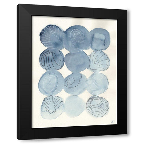 Indigo Shells Black Modern Wood Framed Art Print by Lee, Judson