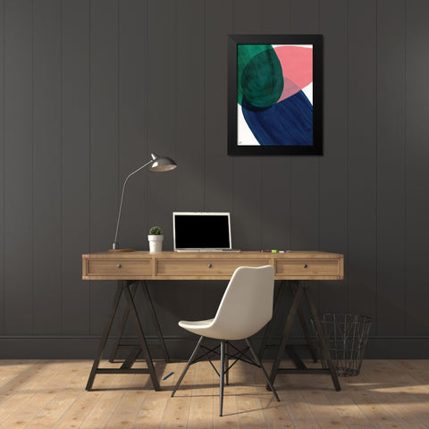Peach-Blue-Green Black Modern Wood Framed Art Print by Lee, Judson