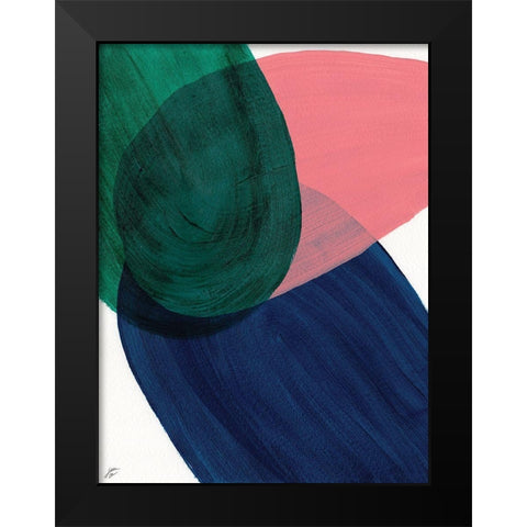 Peach-Blue-Green Black Modern Wood Framed Art Print by Lee, Judson