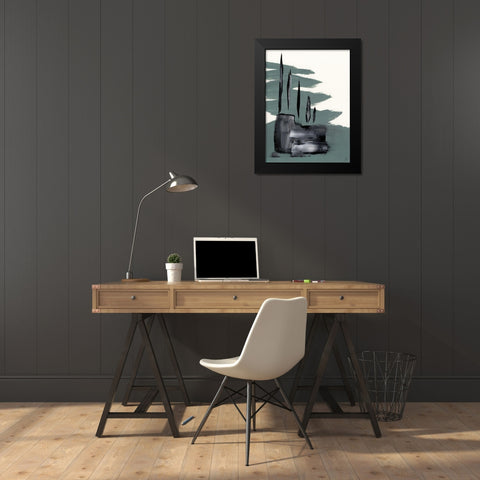 Green and Gray Black Modern Wood Framed Art Print by Lee, Judson