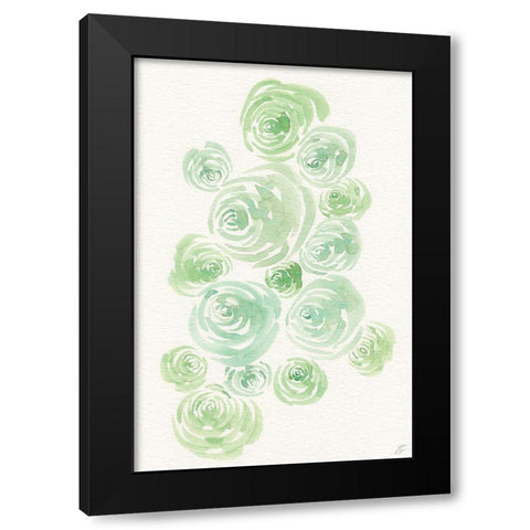 Gentle Mint Roses Black Modern Wood Framed Art Print by Lee, Judson