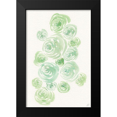 Gentle Mint Roses Black Modern Wood Framed Art Print by Lee, Judson