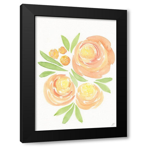 Peach Roses Black Modern Wood Framed Art Print with Double Matting by Lee, Judson