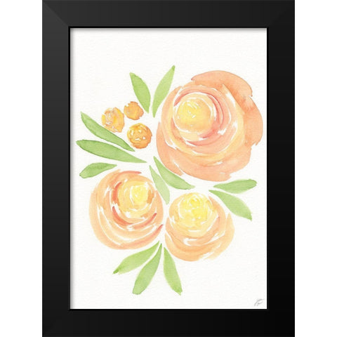 Peach Roses Black Modern Wood Framed Art Print by Lee, Judson