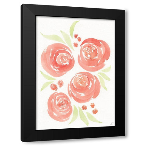 Red Roses Black Modern Wood Framed Art Print with Double Matting by Lee, Judson