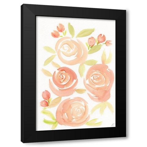 Pale Roses Black Modern Wood Framed Art Print with Double Matting by Lee, Judson