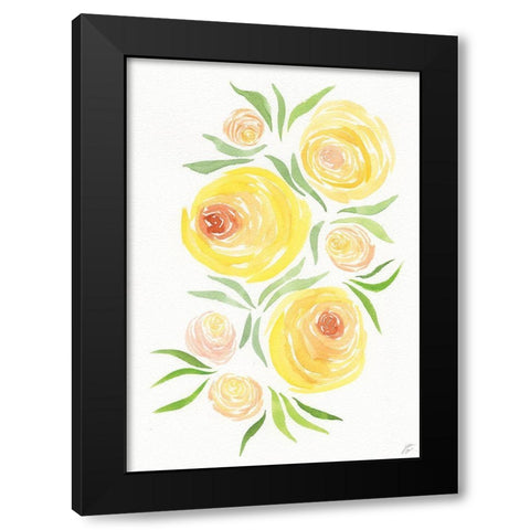 Yellow Roses Black Modern Wood Framed Art Print by Lee, Judson