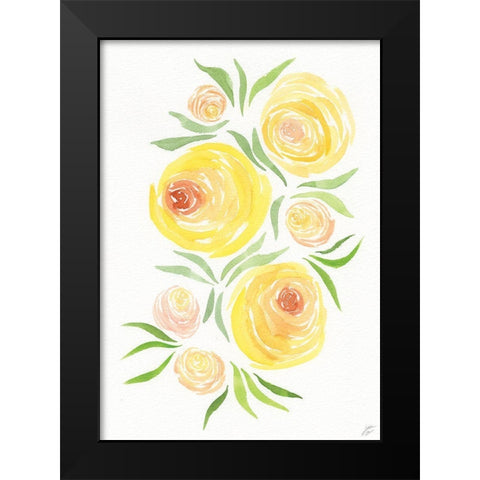 Yellow Roses Black Modern Wood Framed Art Print by Lee, Judson