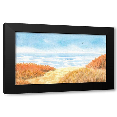 Beach View Black Modern Wood Framed Art Print with Double Matting by Lee, Judson