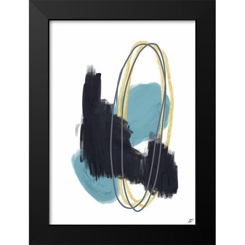 Black-Teal-Gold I Black Modern Wood Framed Art Print by Lee, Judson