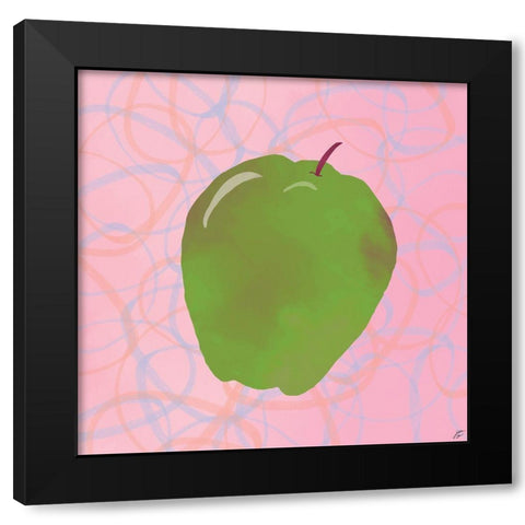 Green Apple Black Modern Wood Framed Art Print with Double Matting by Lee, Judson
