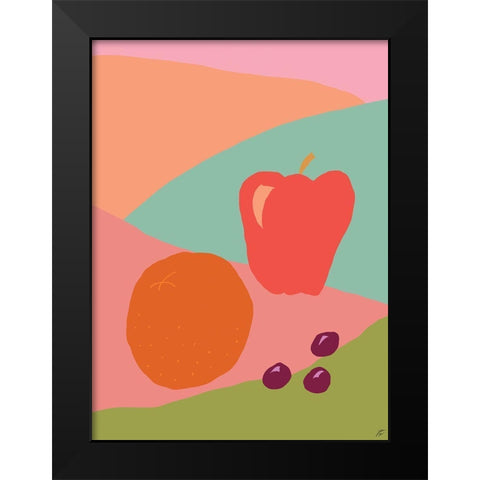 Fruity Fruits Black Modern Wood Framed Art Print by Lee, Judson