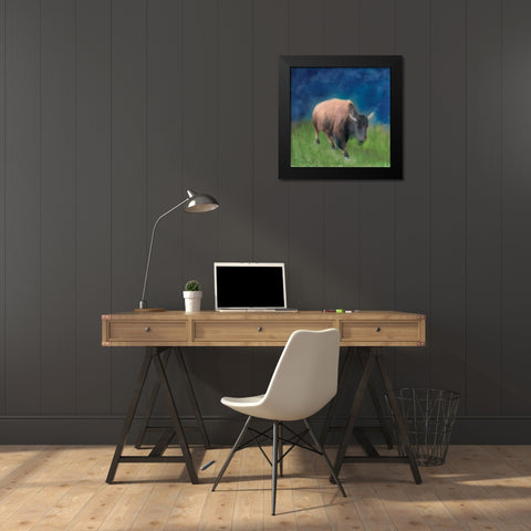 Buffalo Walk Black Modern Wood Framed Art Print by Lee, Judson