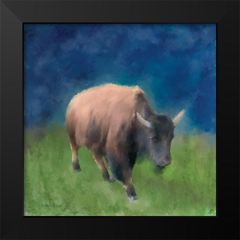 Buffalo Walk Black Modern Wood Framed Art Print by Lee, Judson
