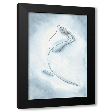 Blue Line Black Modern Wood Framed Art Print with Double Matting by Lee, Judson