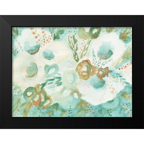 Loose Teal Floral Black Modern Wood Framed Art Print by Lee, Judson