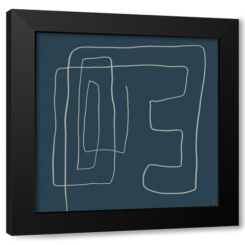 Mod Lines on Blue Black Modern Wood Framed Art Print by Lee, Judson