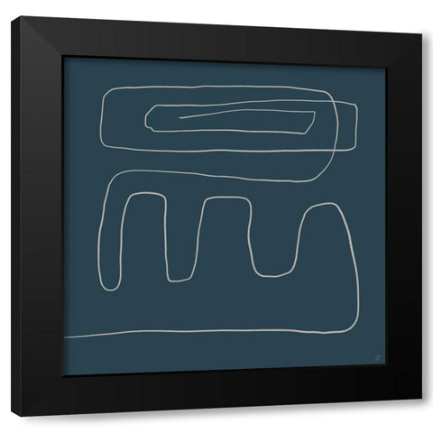Mod Lines on Blue II Black Modern Wood Framed Art Print with Double Matting by Lee, Judson