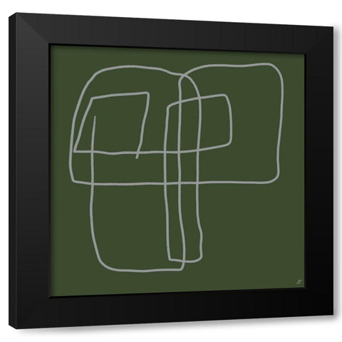 Scribbles on Green Black Modern Wood Framed Art Print by Lee, Judson