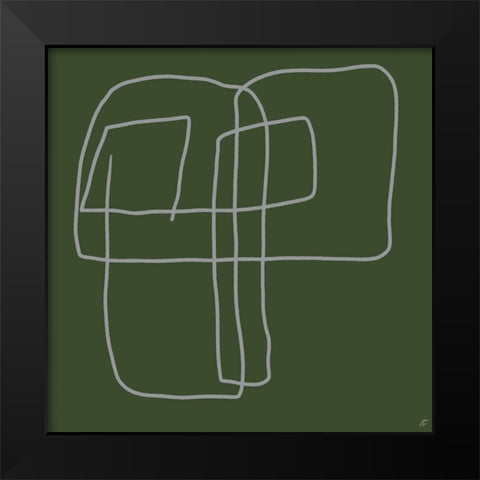 Scribbles on Green Black Modern Wood Framed Art Print by Lee, Judson