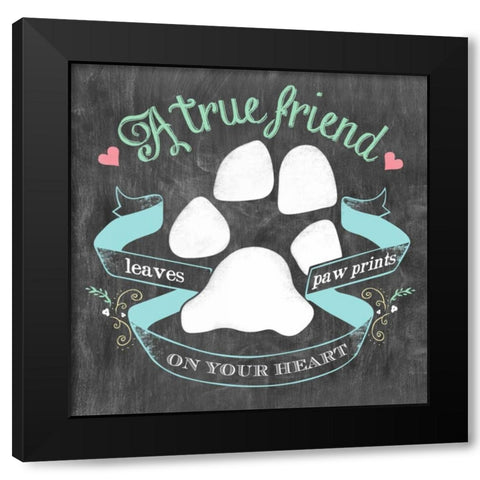 Paw Prints Black Modern Wood Framed Art Print with Double Matting by Longfellow Designs