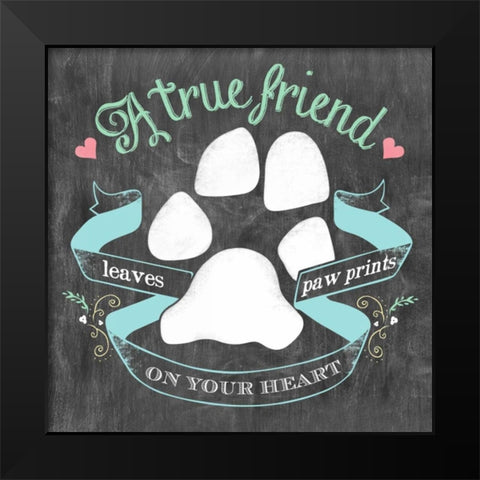 Paw Prints Black Modern Wood Framed Art Print by Longfellow Designs