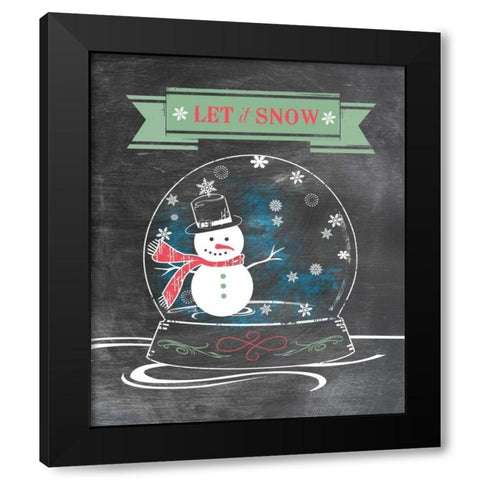 Let It Snow - Green Black Modern Wood Framed Art Print with Double Matting by Longfellow Designs