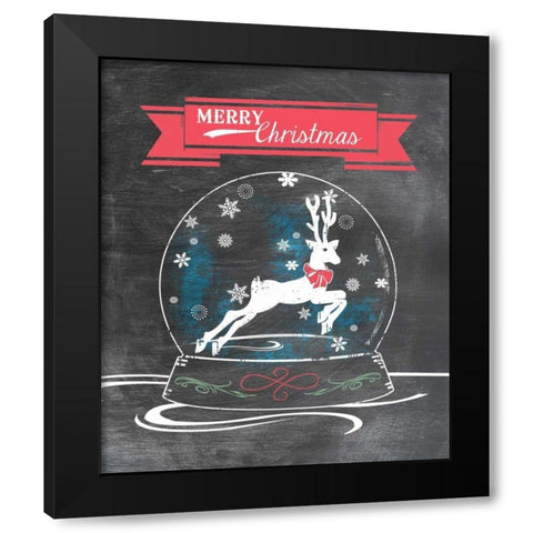 Merry Christmas - Red Black Modern Wood Framed Art Print with Double Matting by Longfellow Designs