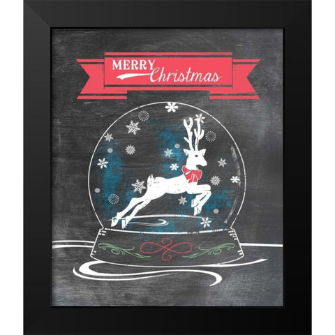 Merry Christmas - Red Black Modern Wood Framed Art Print by Longfellow Designs