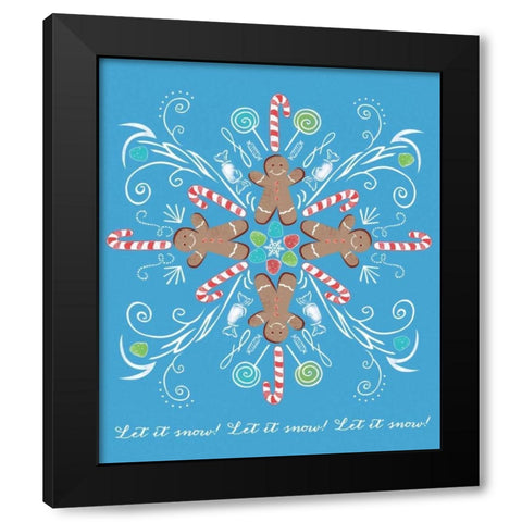 Candyman Snowflake Black Modern Wood Framed Art Print by Longfellow Designs