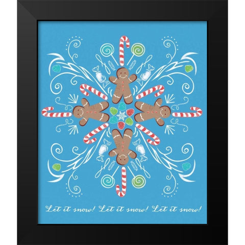 Candyman Snowflake Black Modern Wood Framed Art Print by Longfellow Designs