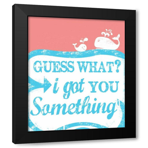 Guess What Black Modern Wood Framed Art Print by Longfellow Designs