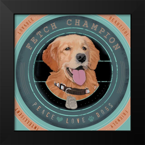 Golden Retriever Black Modern Wood Framed Art Print by Longfellow Designs